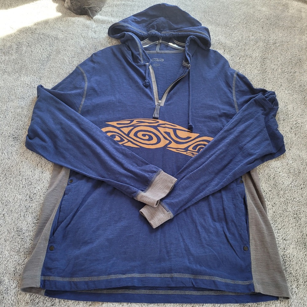 Crazy Shirt Hawaii Mens Hoodie Large Tribal Graphic Quarter Zip Surf Beach 21628